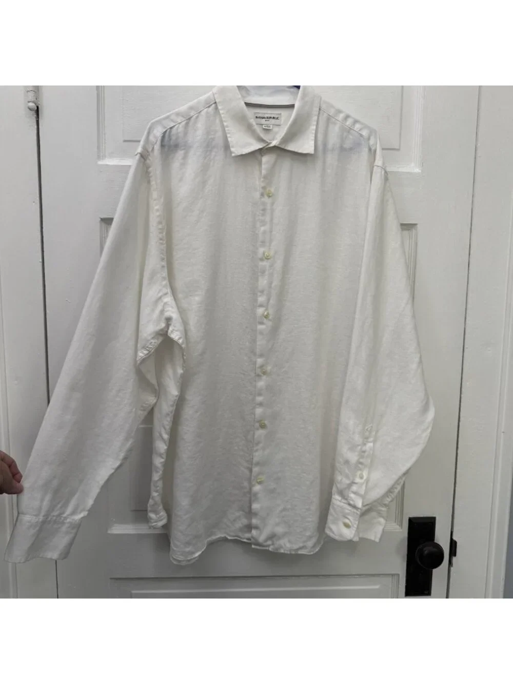 Banana Republic Men’s XXL White 100% Linen Long Sleeve Button-Up Shirt